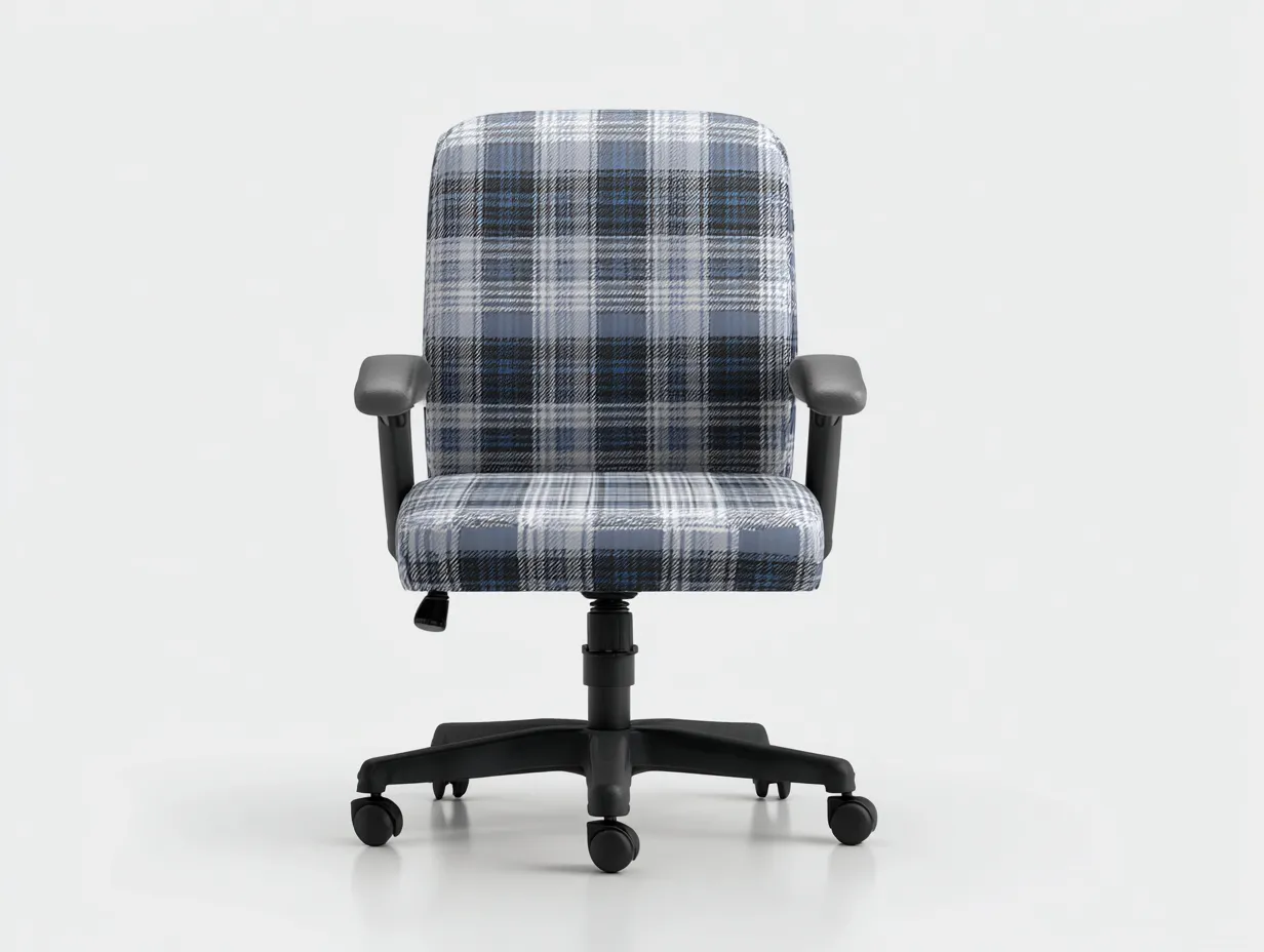 Silla de oficina 57x59x87 cm - tela estampada y metal - azul claro y negro - para oficina - con diseño giratorio juvenil