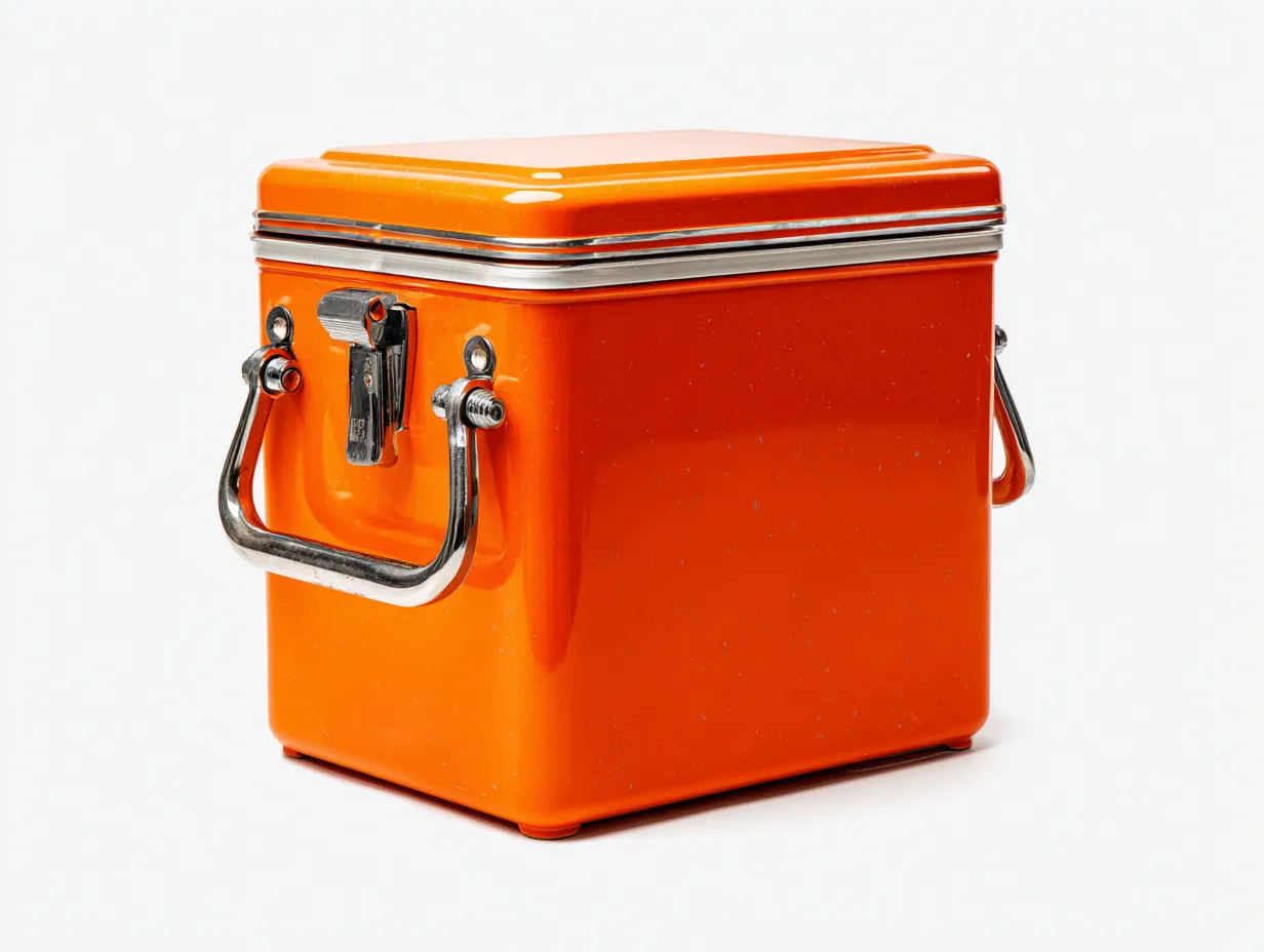 Nevera portátil 30x22x31 cm - estructura rígida naranja brillante - con asa lateral - para picnic