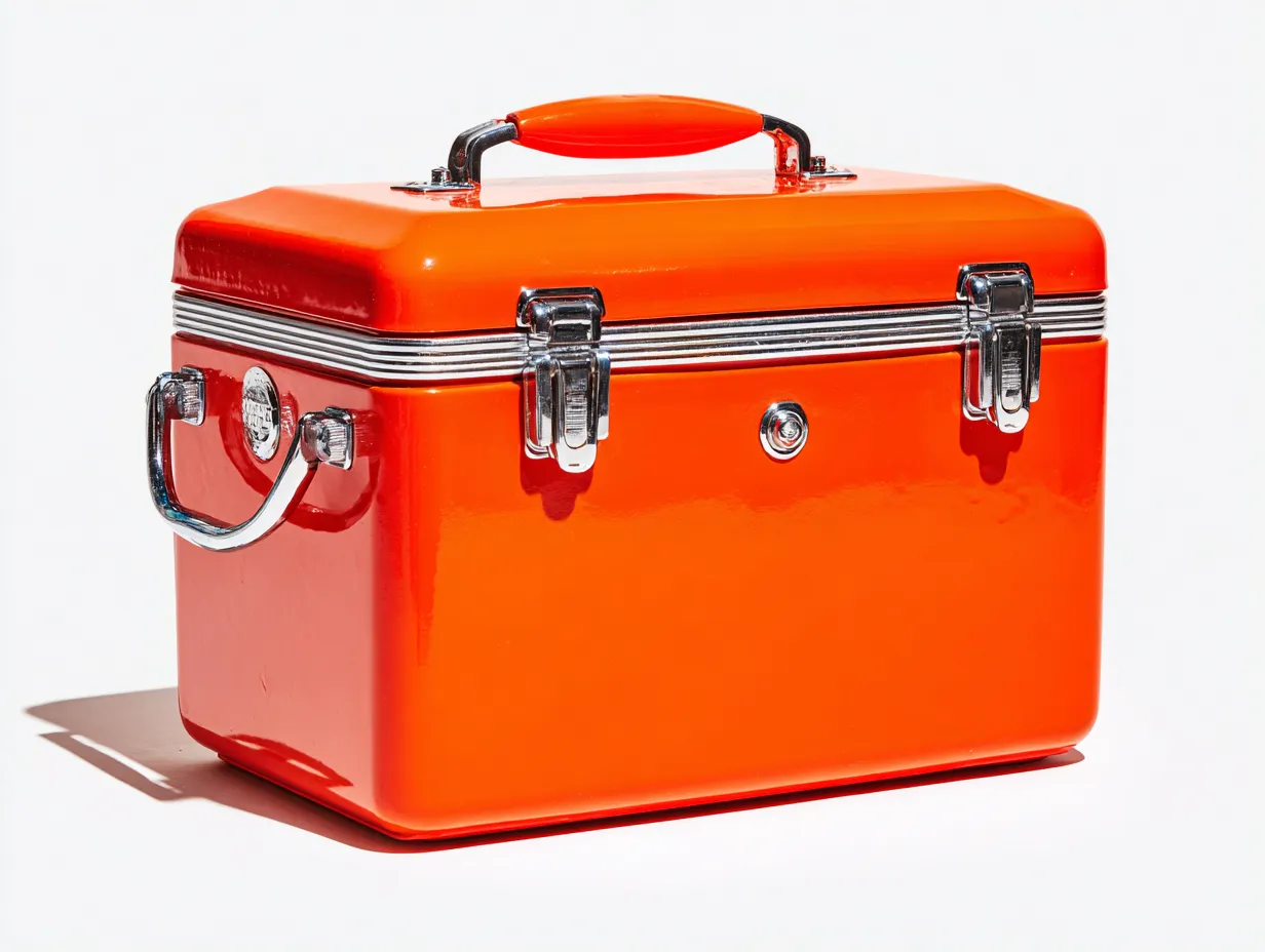 Nevera portátil 32x22x31 cm - metal naranja vivo - formato compacto - para camping