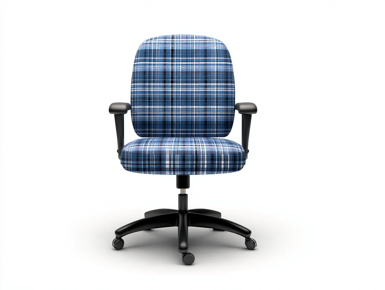 Silla de oficina 58x60x88 cm - tela estampada y metal - azul y gris - para oficina - con respaldo medio clásico