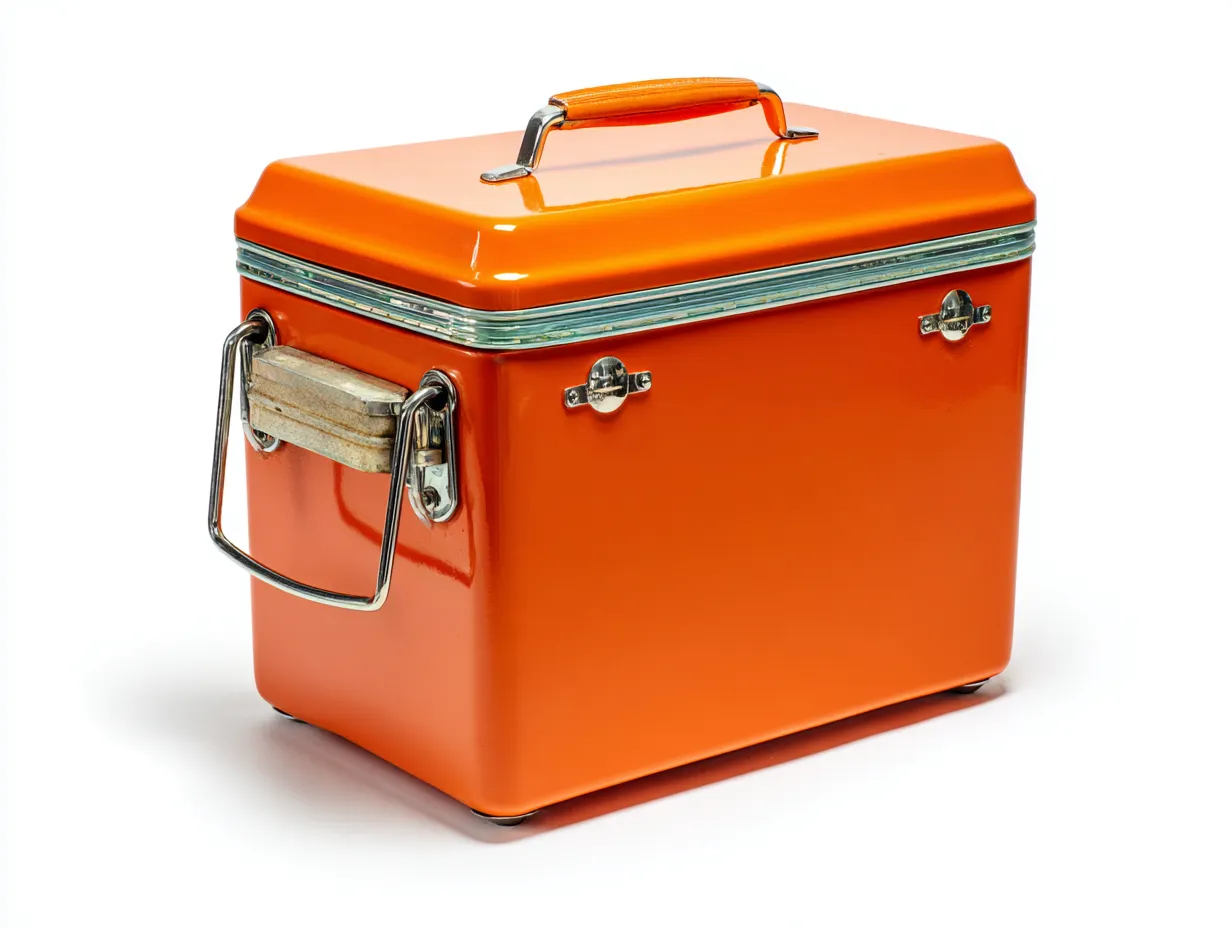 Nevera portátil 35x24x32 cm - estructura rígida naranja - estilo retro - para exterior