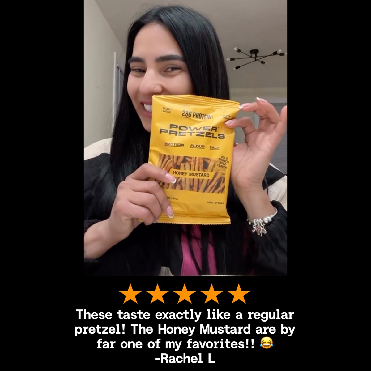 Customer holding Power Pretzels