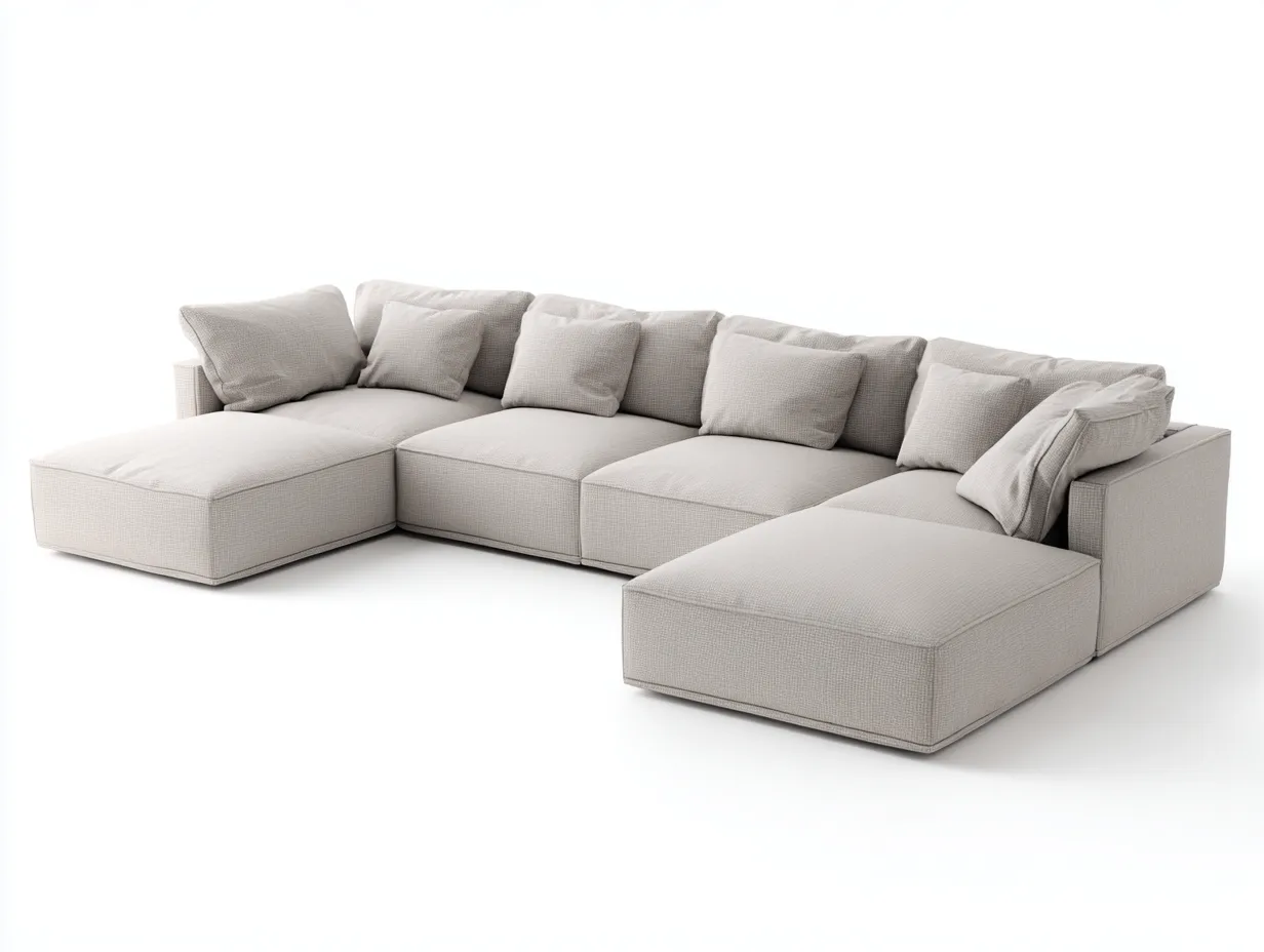 Sofá en forma de U de tela gris claro 360x215x82 cm - modular para salón relajado