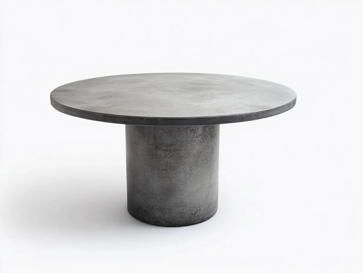 Mesa de comedor redonda de metal 125x125x75 cm - gris - pedestal cilíndrico para comedor