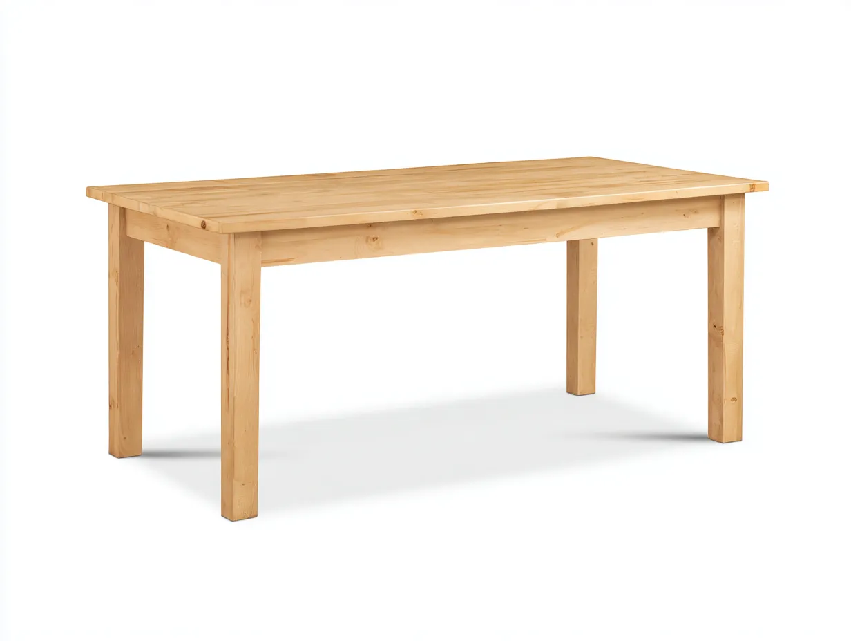 Mesa de comedor rectangular de madera maciza 200x95x76 cm - natural - estilo rústico para comedor