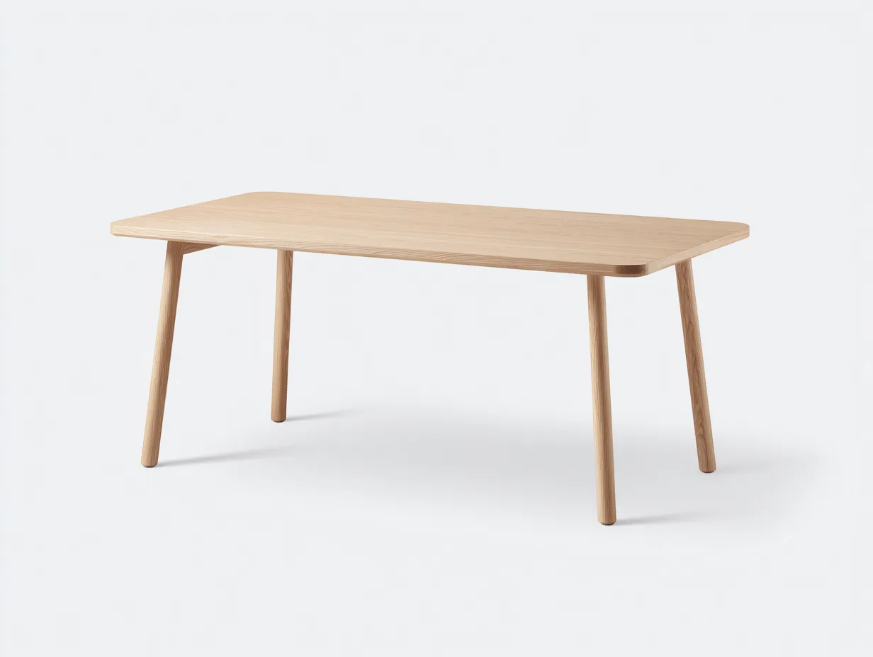 Mesa de comedor rectangular de madera 180x90x75 cm - natural - esquinas redondeadas para comedor