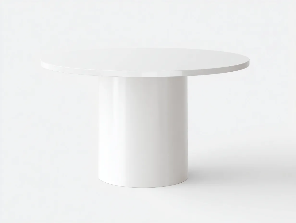 Mesa de comedor redonda de madera técnica 120x120x75 cm - blanco - pedestal cilíndrico para comedor