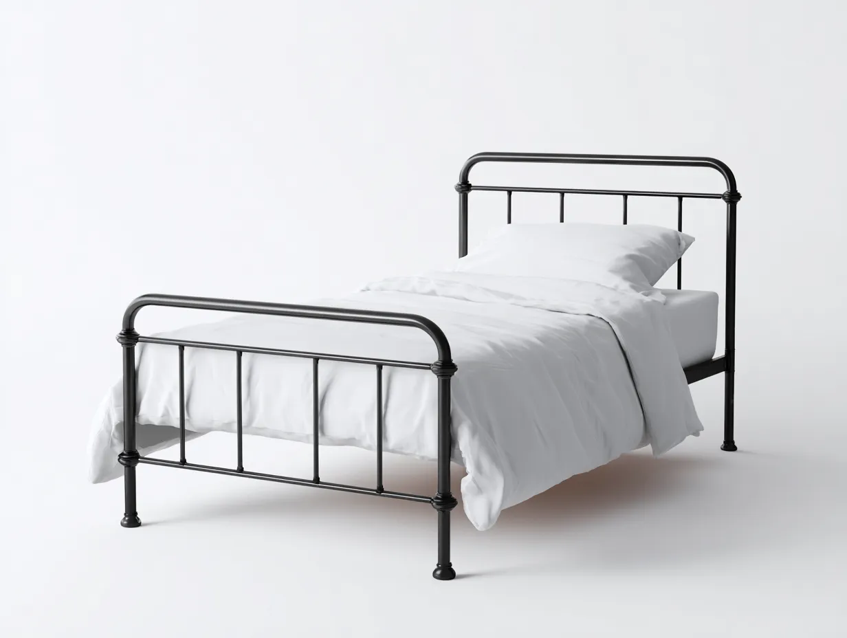 Cama individual de metal 200x90x98 cm - negro - estilo clásico para dormitorio