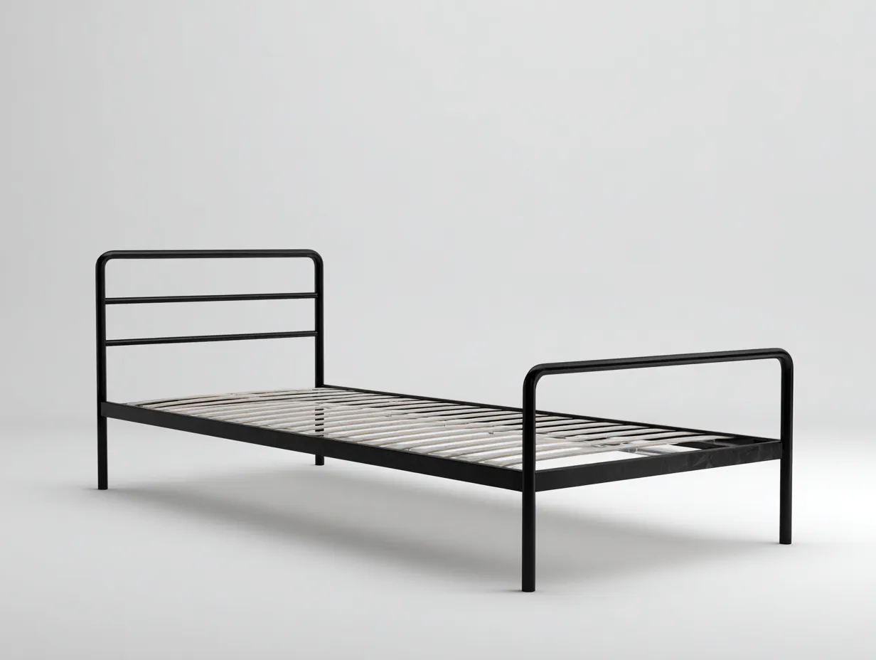 Cama individual de metal con lamas 200x90x88 cm - negro - estructura minimalista para dormitorio