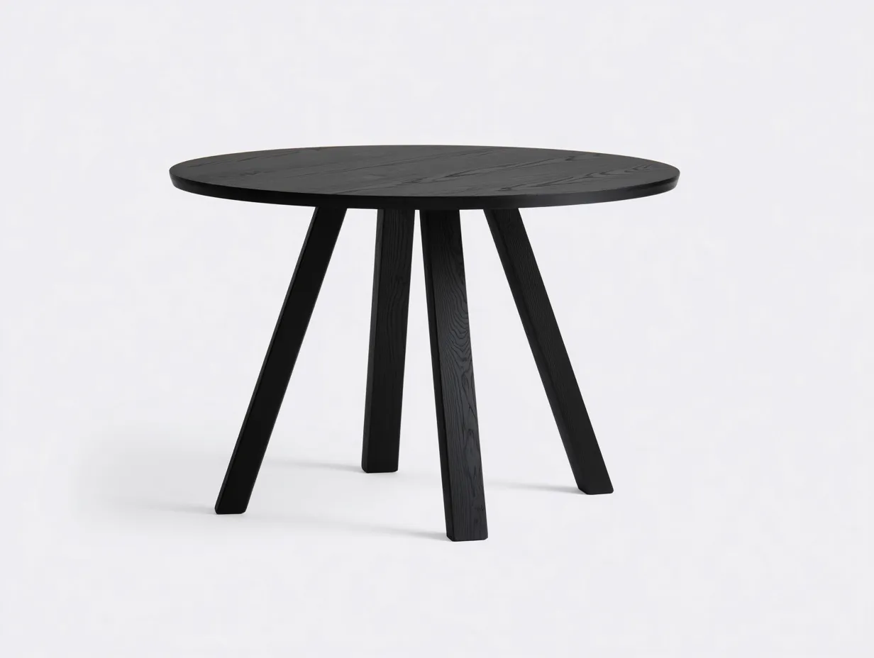 Mesa de comedor redonda de madera 118x118x74 cm - negro - base abierta para comedor actual