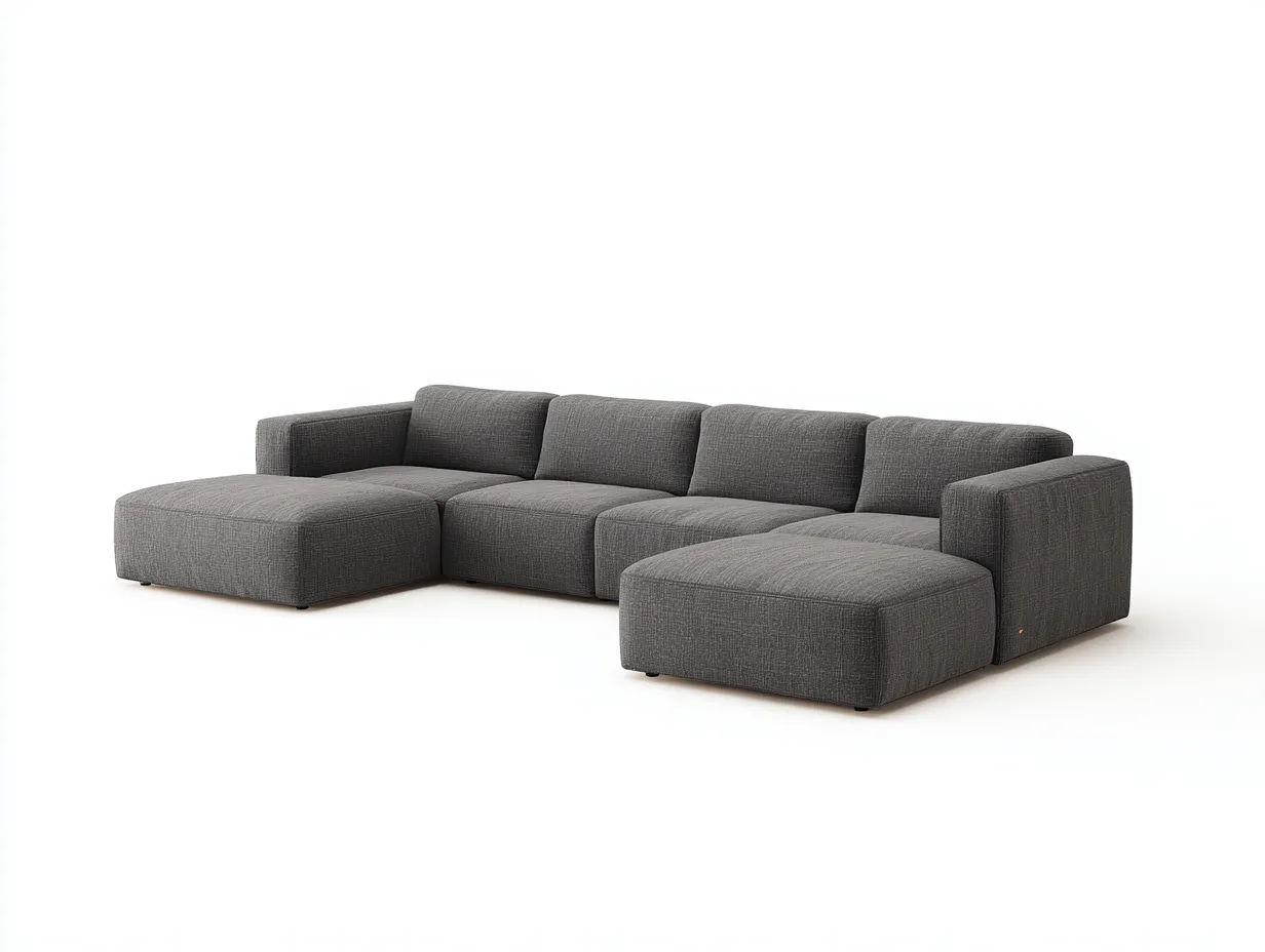 Sofá en forma de U modular gris oscuro 360x200x76 cm - tela texturizada para salón