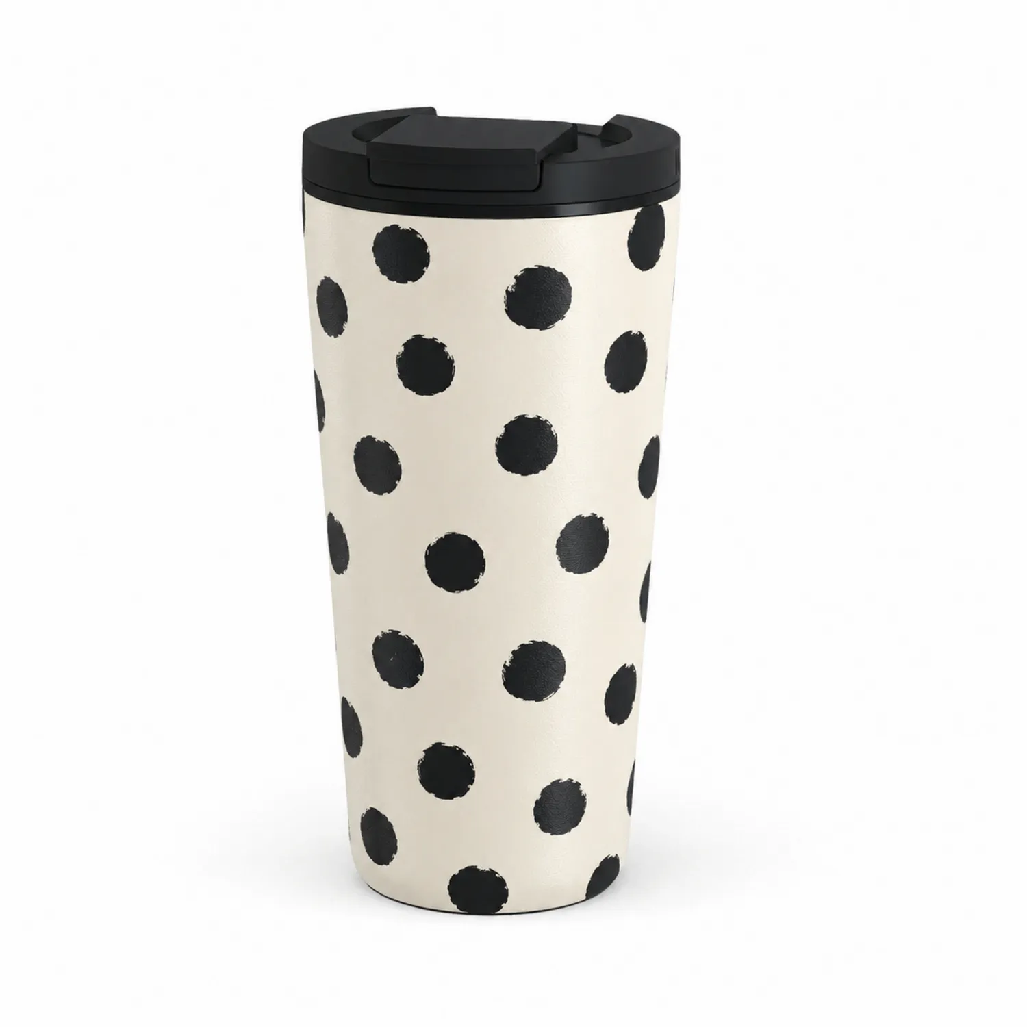 Thermobecher 450ml mit Punktemuster in Weiß/Schwarz-Qiralume