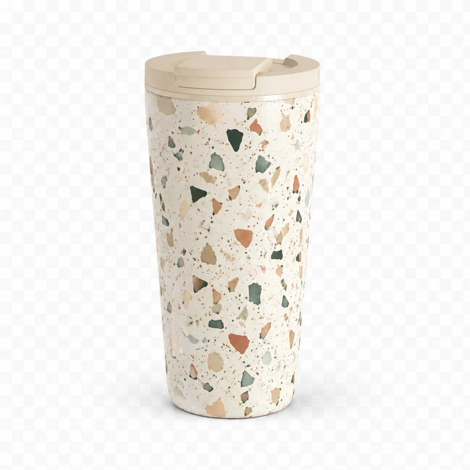 Thermobecher im Terrazzo-Design 350ml Beige-Qiralume