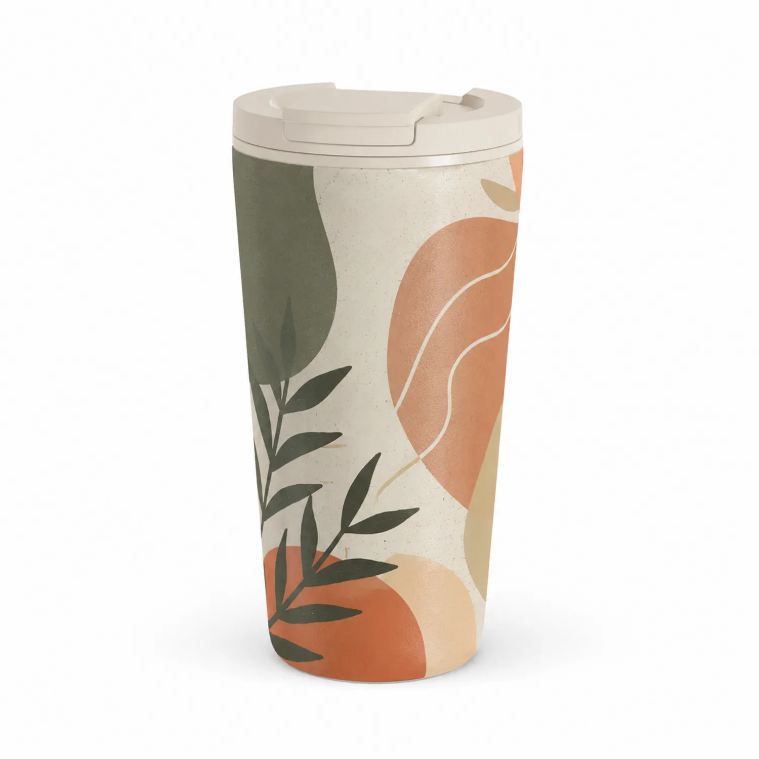 Isolierter Thermobecher 450ml mit Pflanzenmuster - Mehrfarbig-Qiralume
