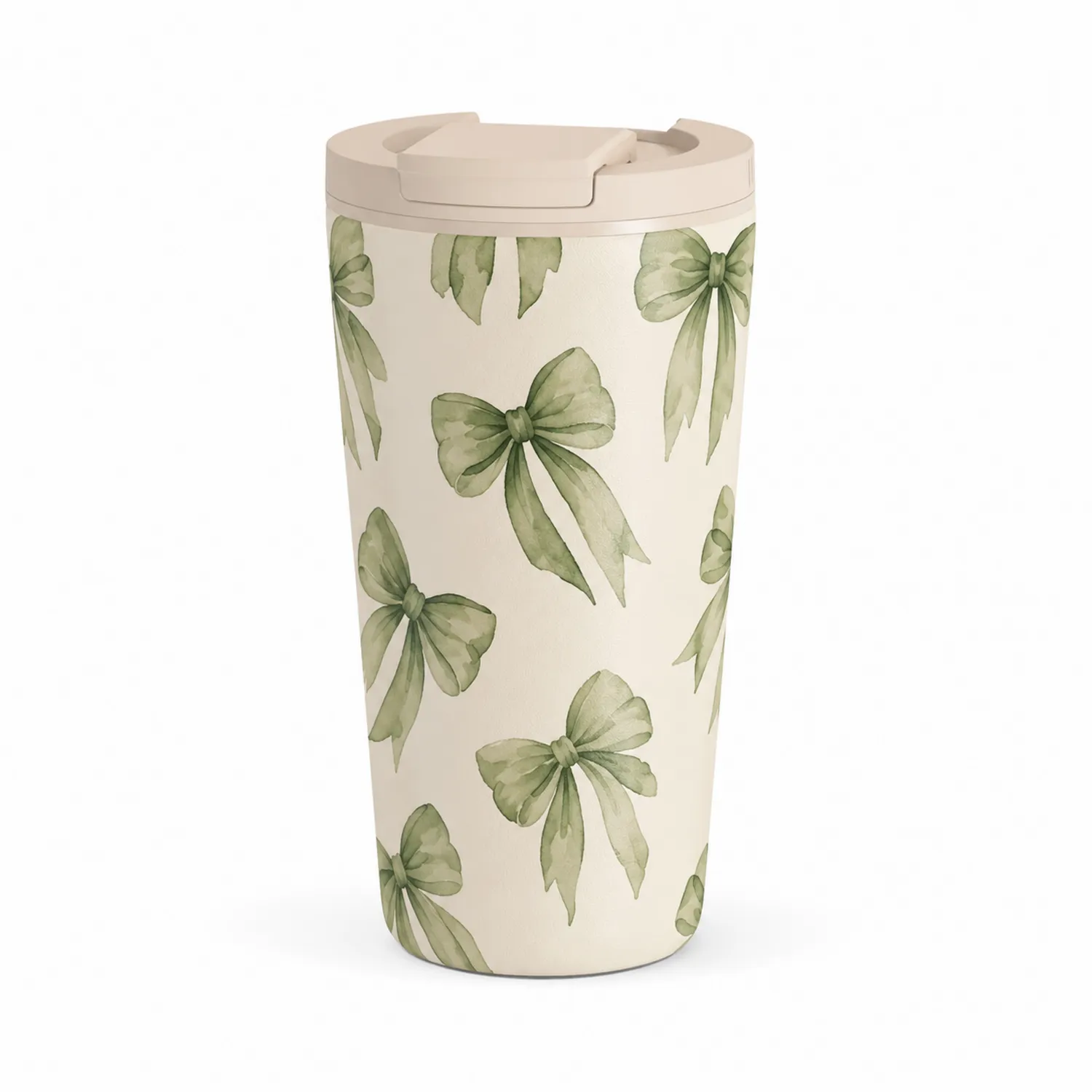 Thermobecher mit Schleifenmuster 400ml Beige/Grün-Qiralume