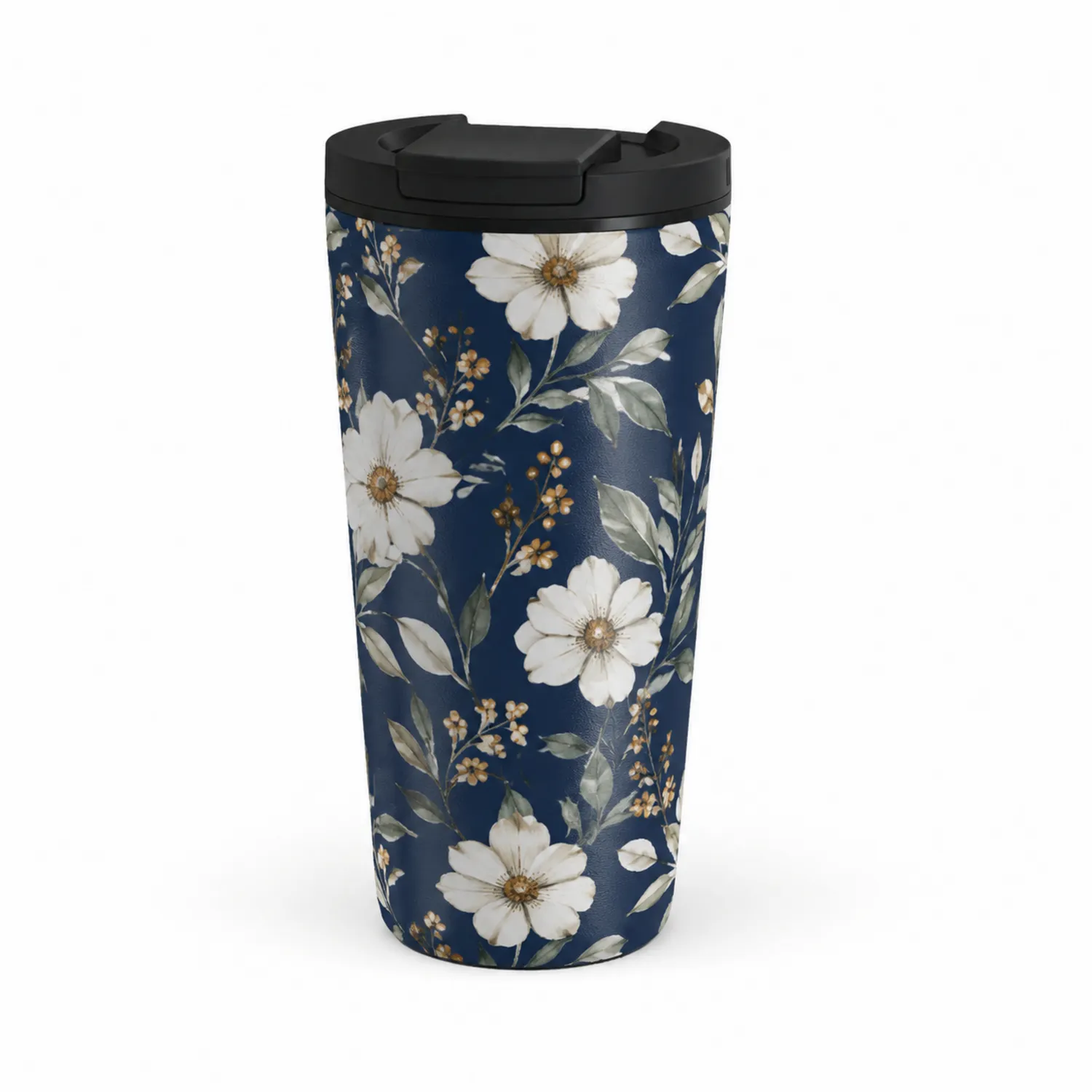 Thermobecher mit Blumendesign 400ml Dunkelblau-Qiralume