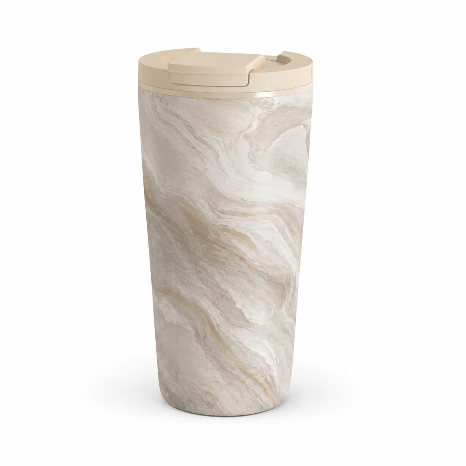 Isolierter Thermobecher 400ml Marmor-Design Beige-Qiralume