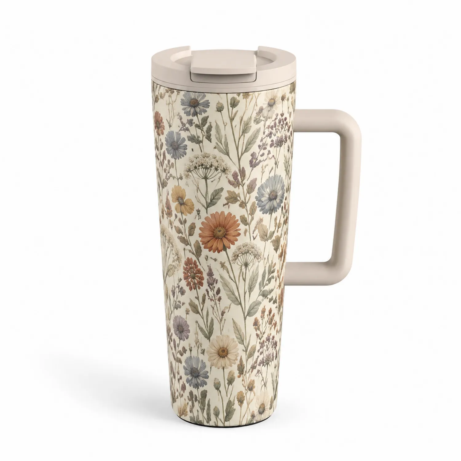 Thermobecher mit Blumendesign 500ml Beige-Qiralume