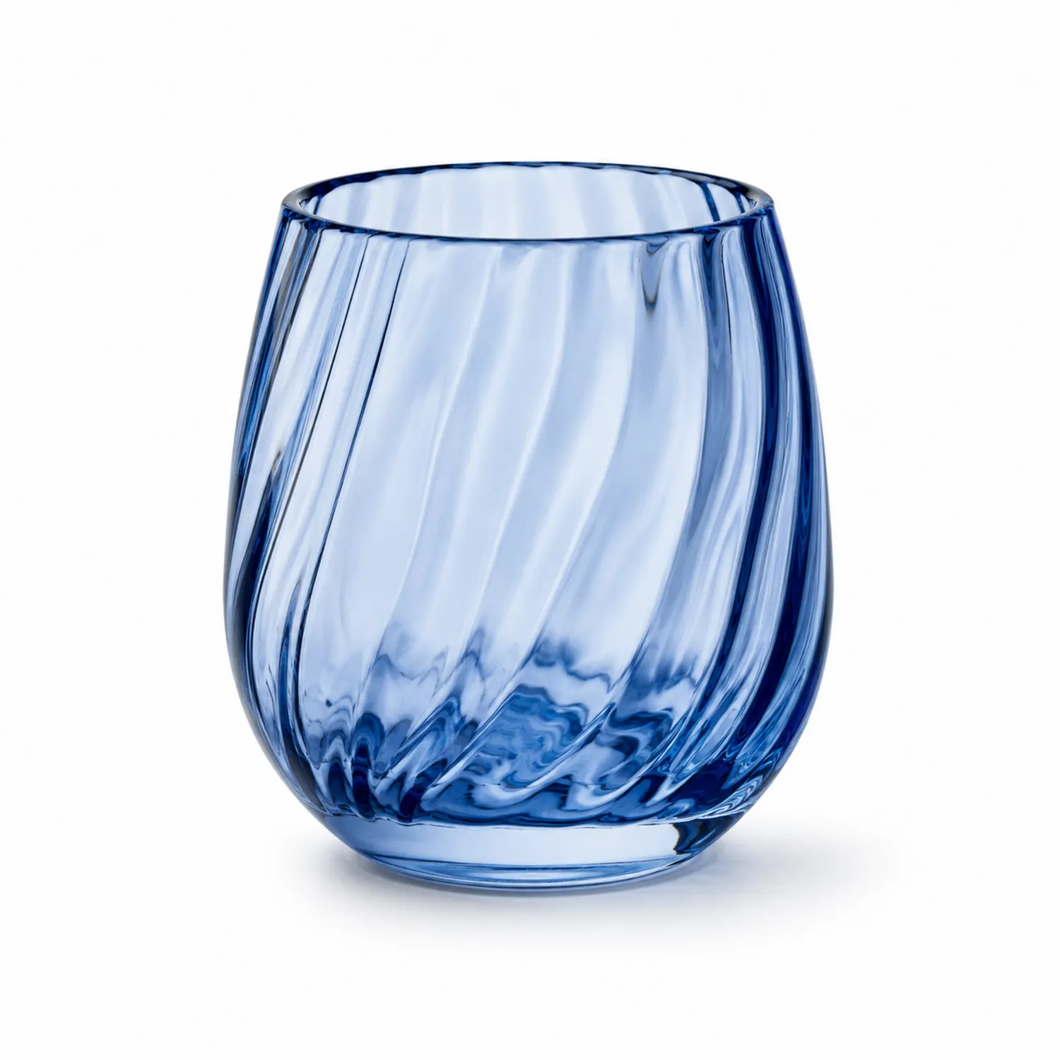 Eleganter blauer Glasbecher mit geschwungenem Design 350ml-Qiralume