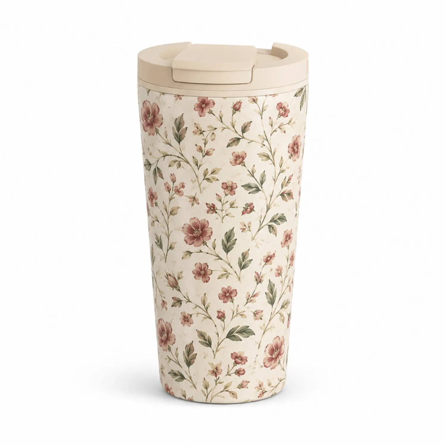 Thermobecher mit Blumenmuster 400ml Beige-Qiralume