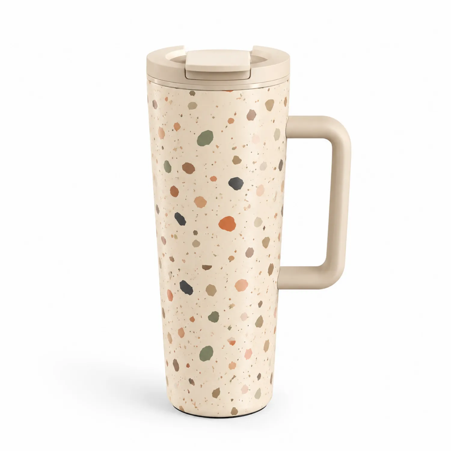 Thermobecher mit Griff 450 ml im Terrazzo-Design-Qiralume