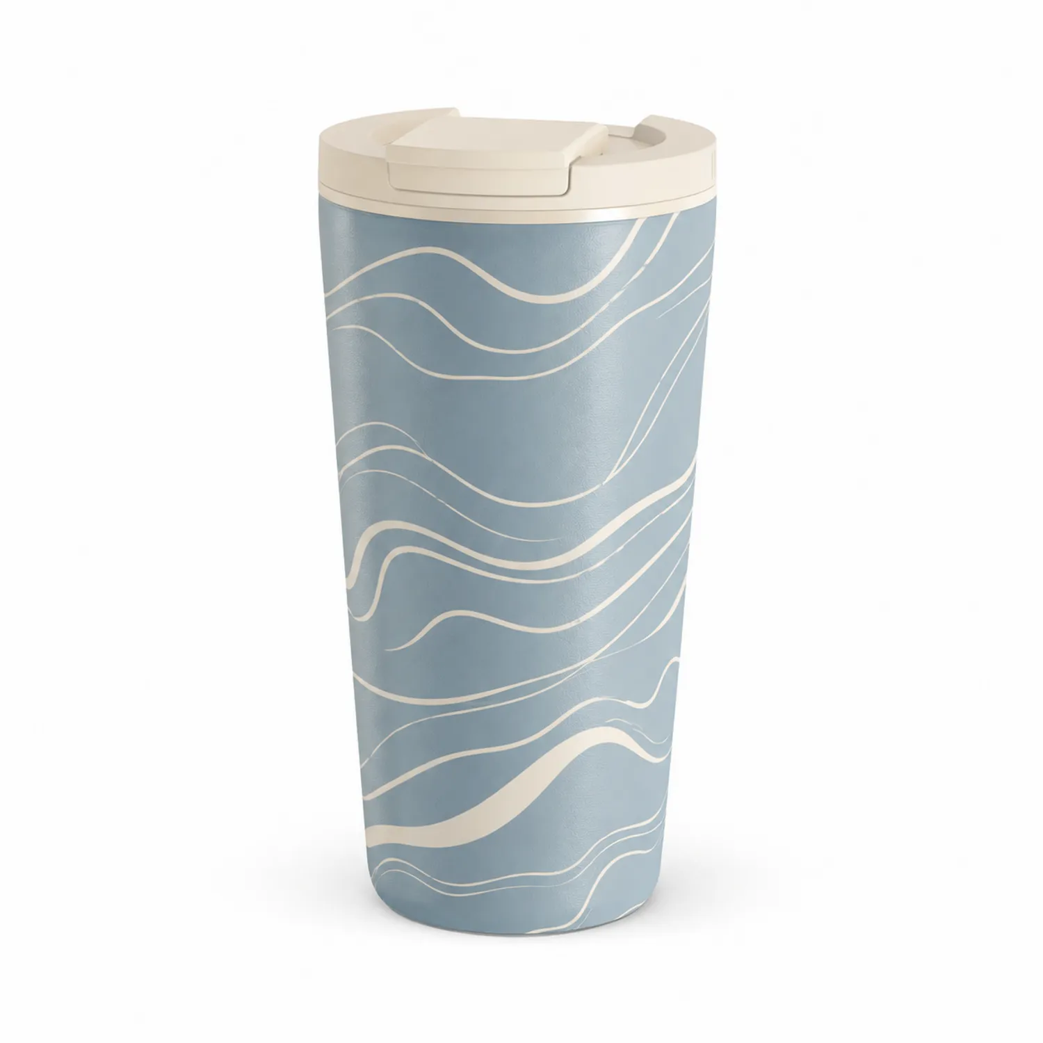 Thermobecher 400ml Blau mit Wellenmuster-Qiralume
