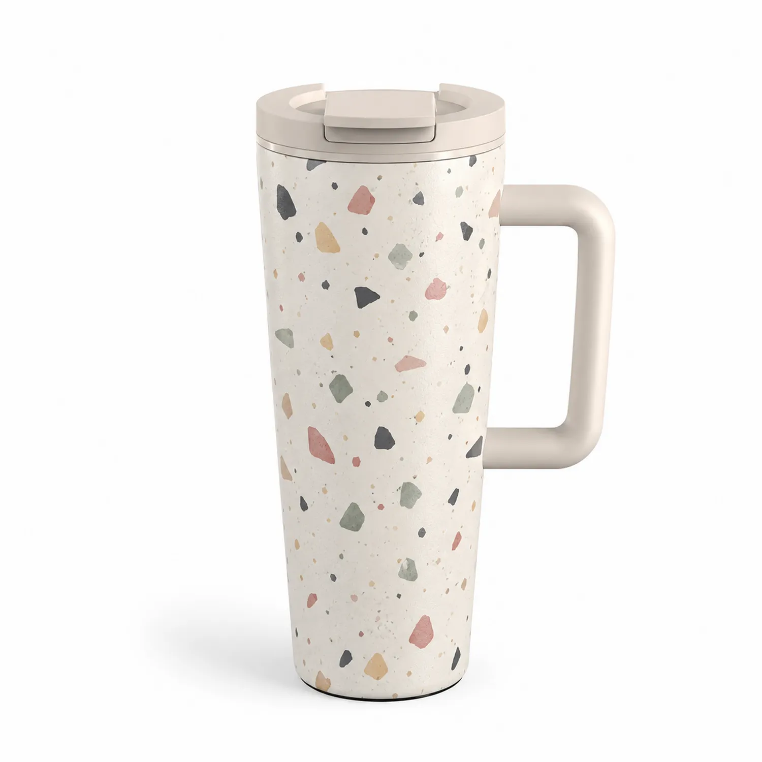 Thermobecher 500ml mit Griff und Terrazzo-Muster-Qiralume