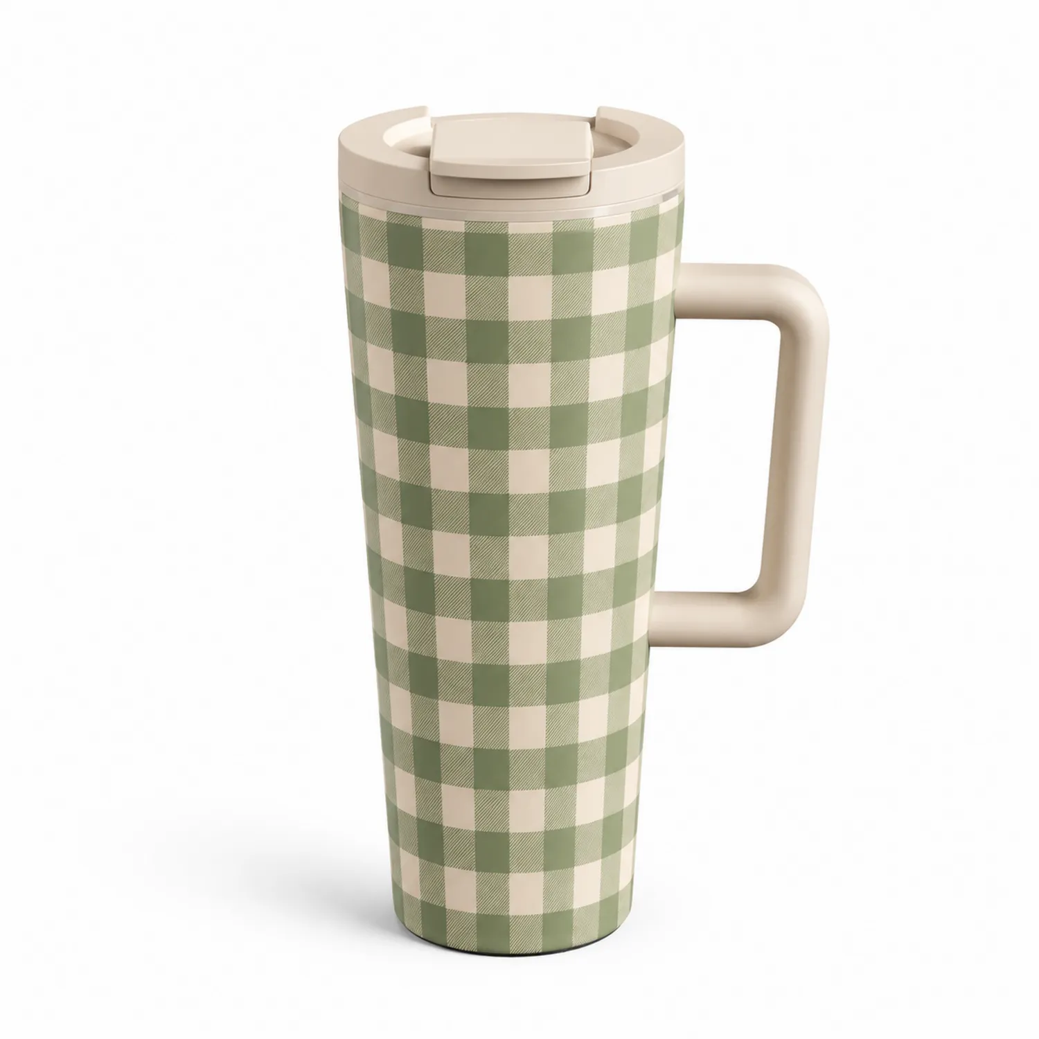 Thermobecher mit Griff 470ml grün kariert-Qiralume