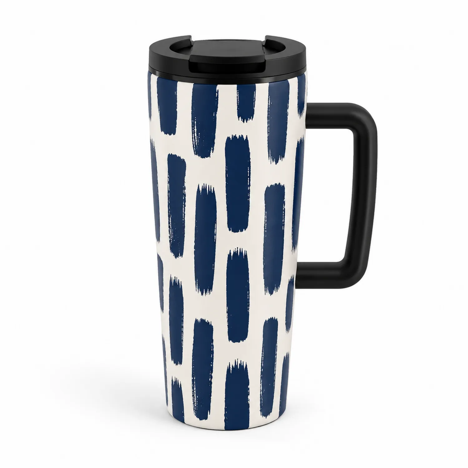 Reisebecher 400ml Blau/Weiß mit Griff-Qiralume