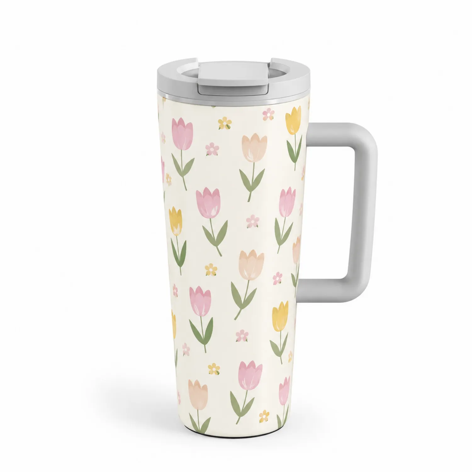 Thermobecher mit Tulpenmuster 450ml Weiß-Qiralume