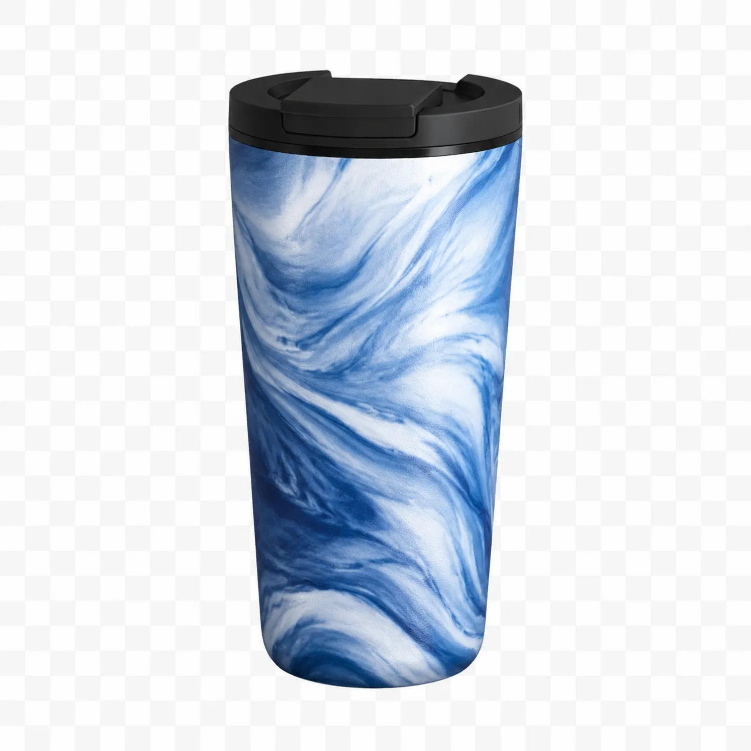 Thermobecher 450ml Blau-Weiß mit Marmormuster-Qiralume