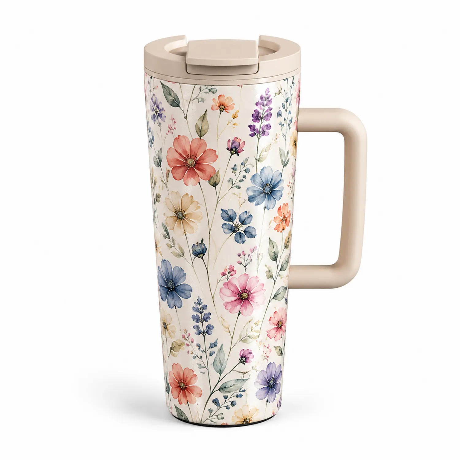 Thermobecher mit Blumenmuster 450ml Beige-Qiralume