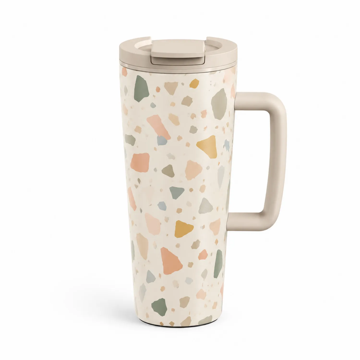 Thermobecher mit Griff 450ml Terrazzo-Muster-Qiralume