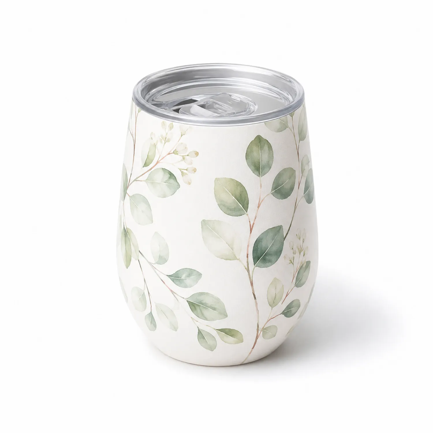 Isolierter Thermobecher mit Blättermuster und Deckel - 350 ml-Qiralume