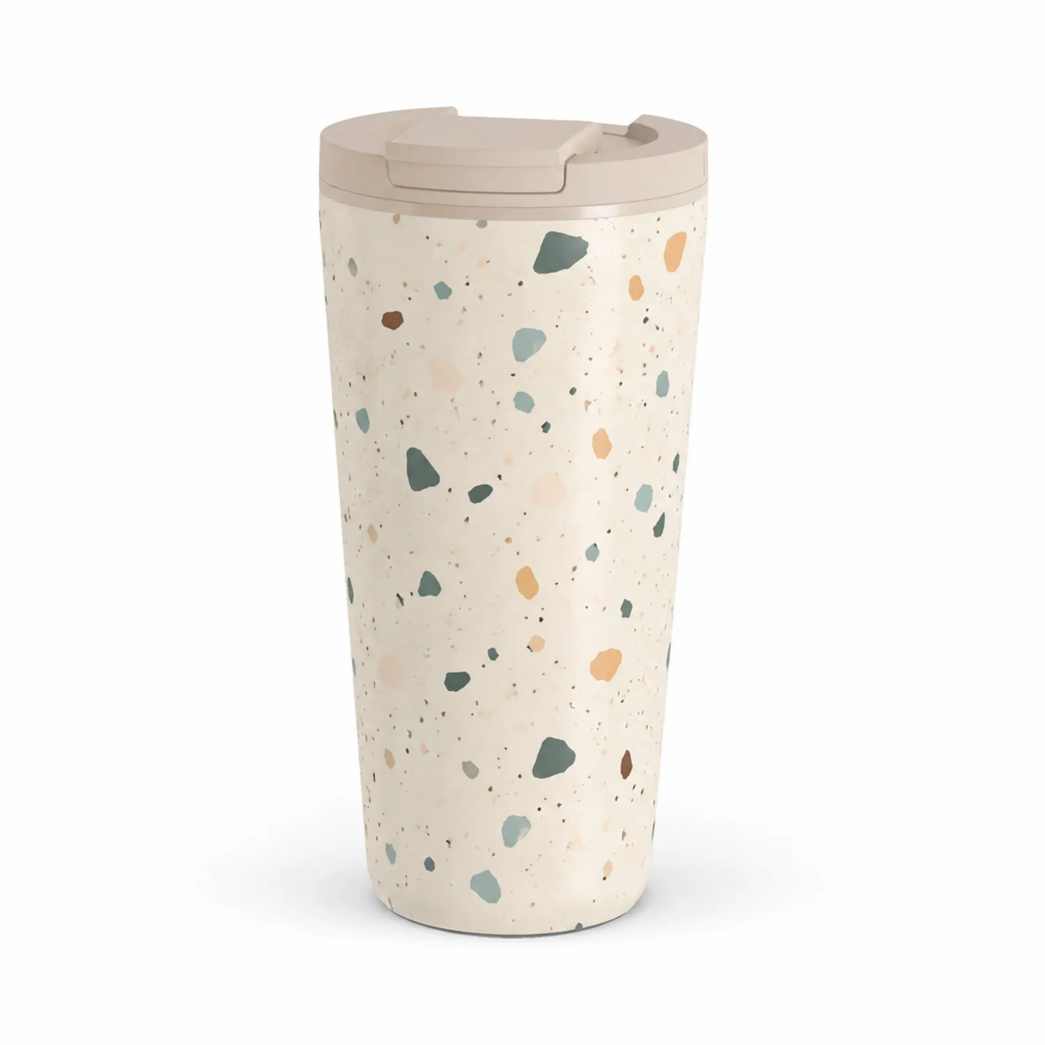Thermobecher mit Terrazzo-Muster Beige 450ml-Qiralume