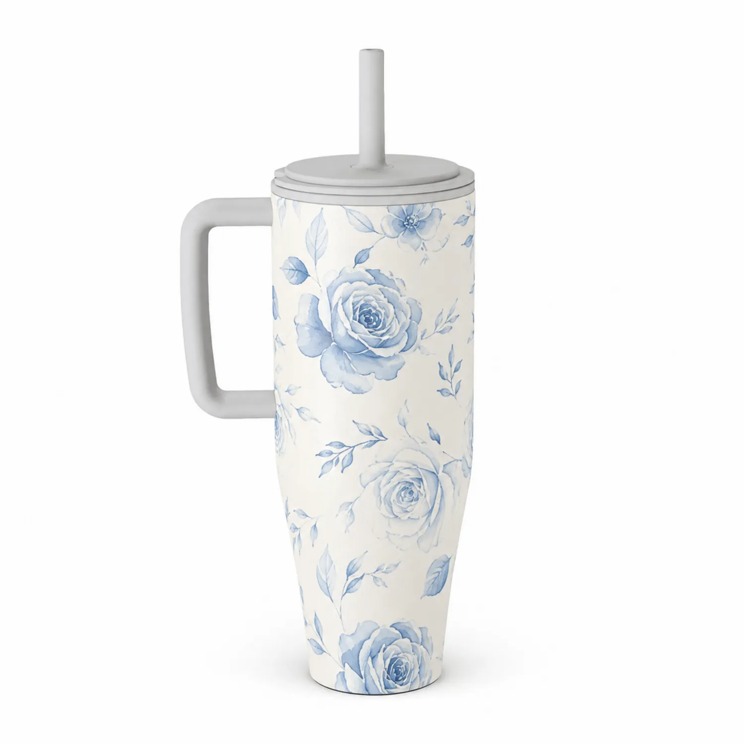 Thermobecher mit blauem Blütenmuster 650ml-Qiralume