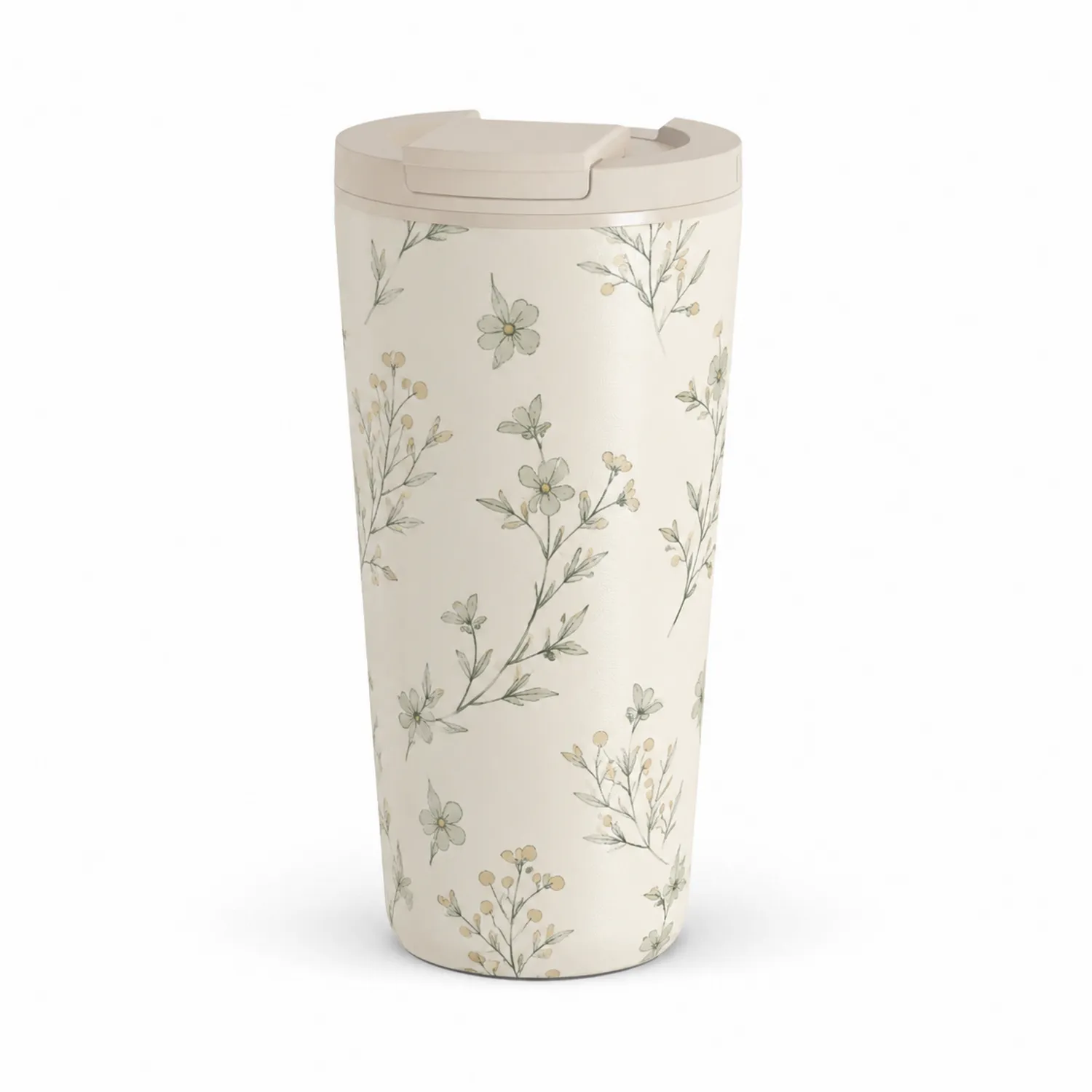 Thermobecher mit Blumenmuster 400 ml Beige-Qiralume