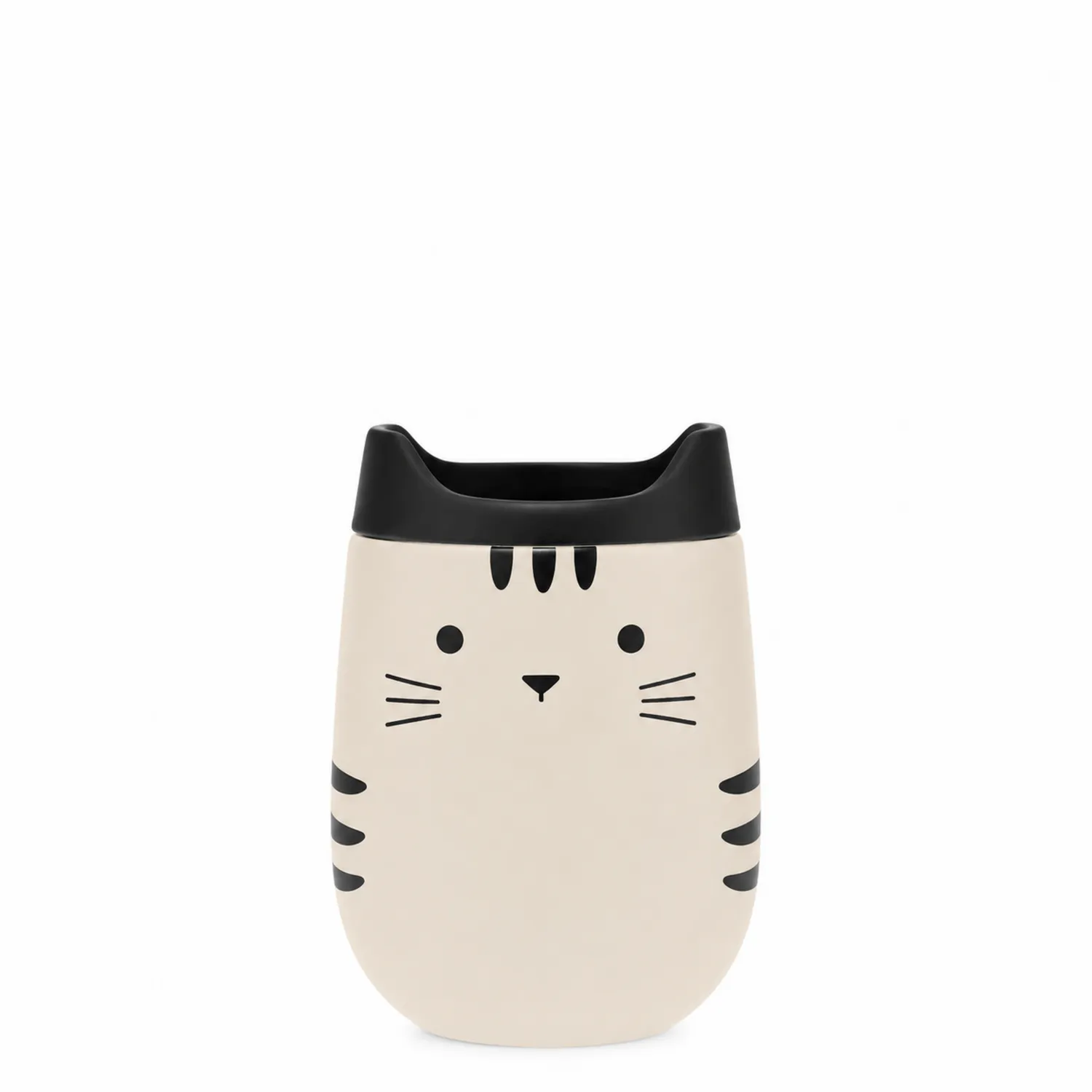 Thermobecher im Katzendesign 350ml Beige/Schwarz-Qiralume