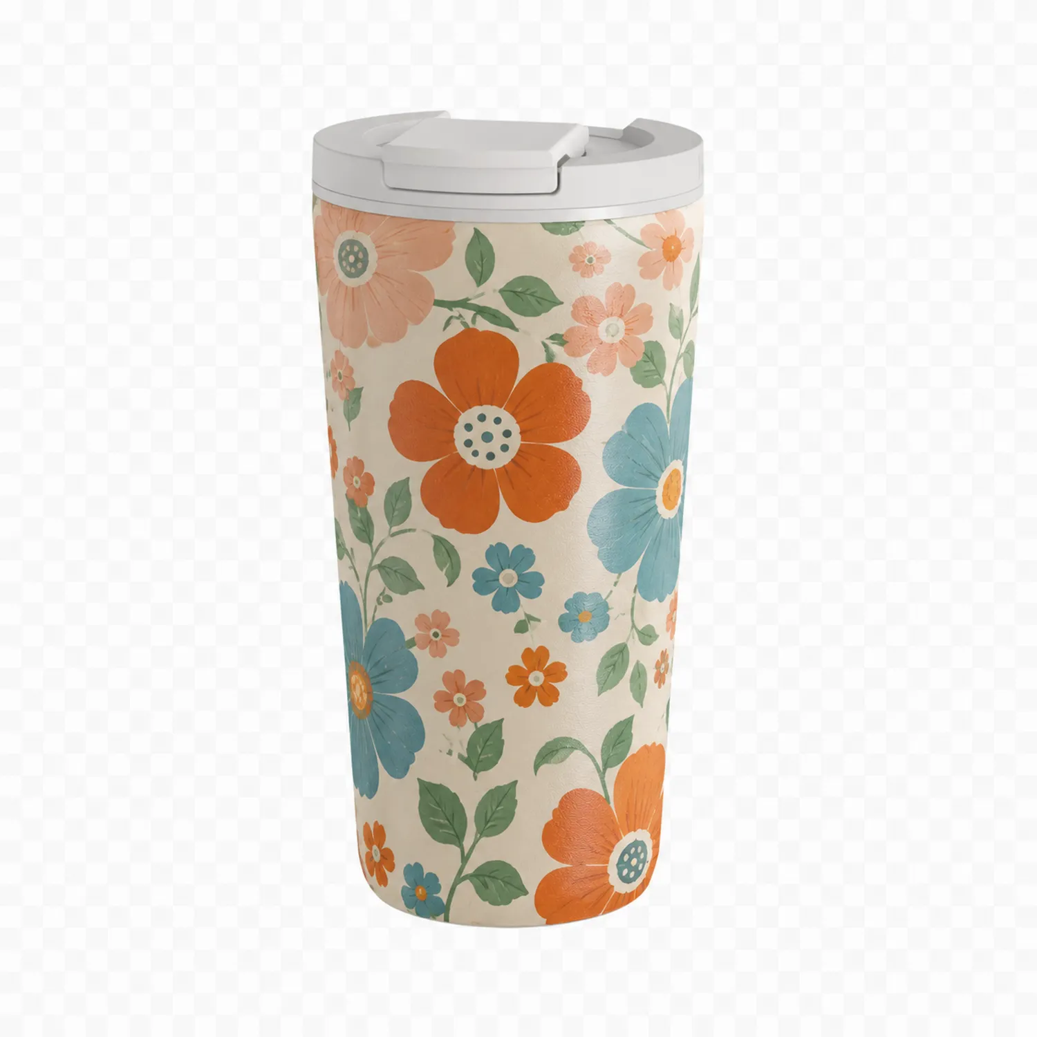 Thermobecher mit Blumendesign, Klappdeckel, 450ml-Qiralume