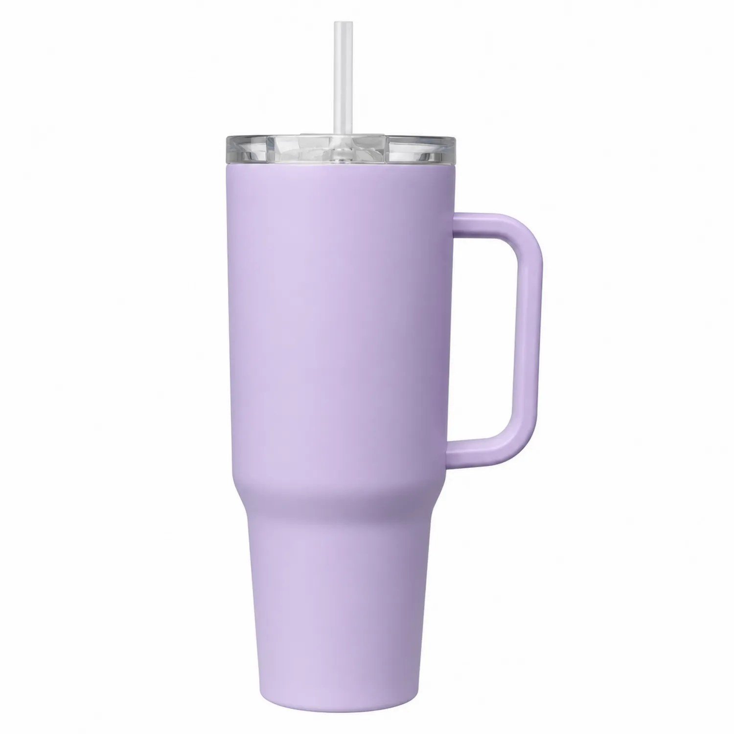 Lila Thermobecher mit Griff und Strohhalm 950ml-Qiralume