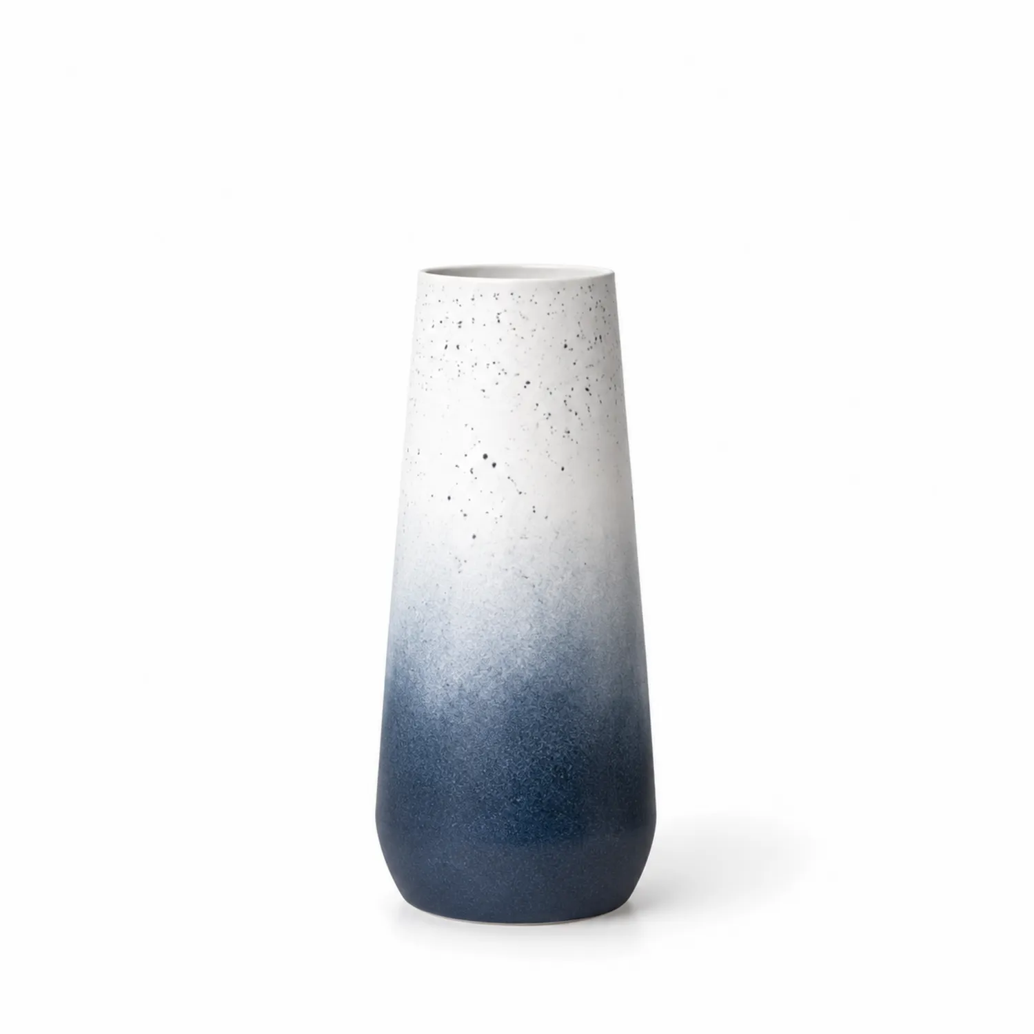 Keramikvase mit Blau-Weißen Farbverlauf, 10x25 cm-Qiralume