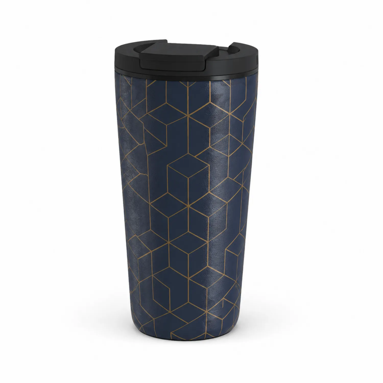 Wiederverwendbarer Isolierbecher 400ml Blau mit Geometrischem Muster-Qiralume