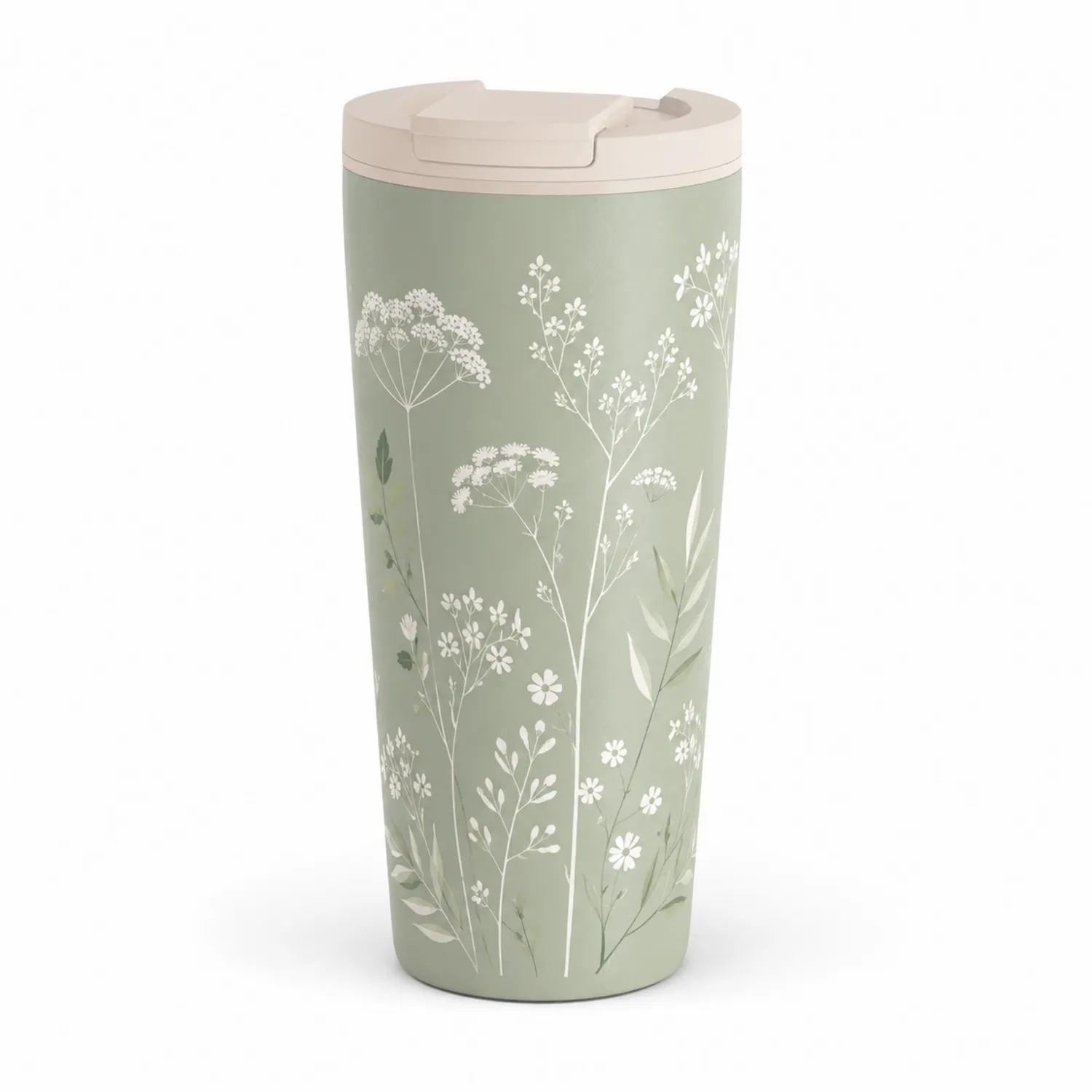 Thermobecher mit Blumenmuster Grün 500ml-Qiralume