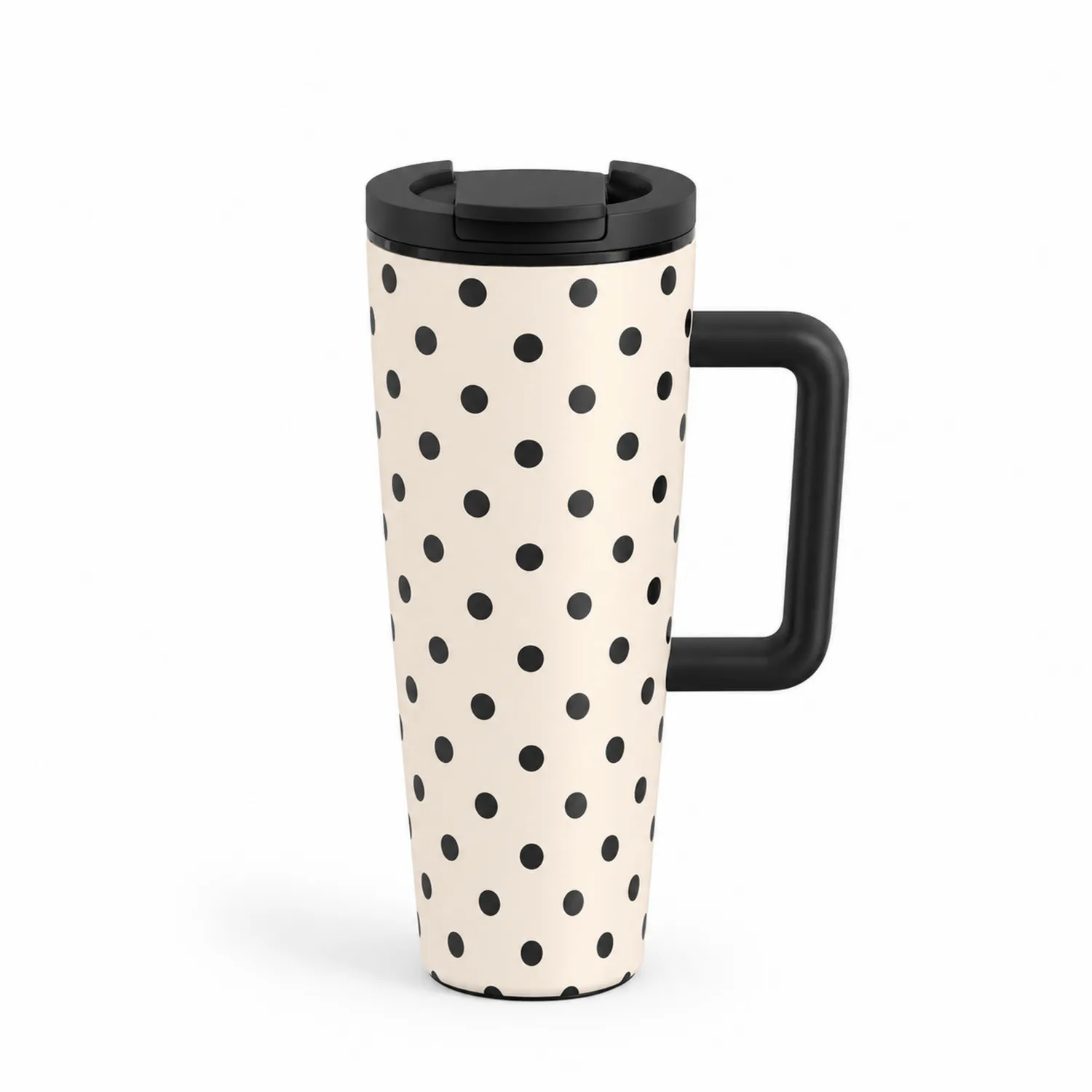 Thermobecher mit Griff und Punkten 400ml Creme/Schwarz-Qiralume