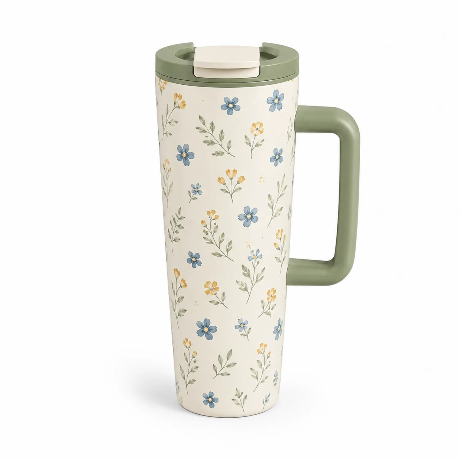 Thermobecher mit Blumenmuster 475ml Grün-Qiralume