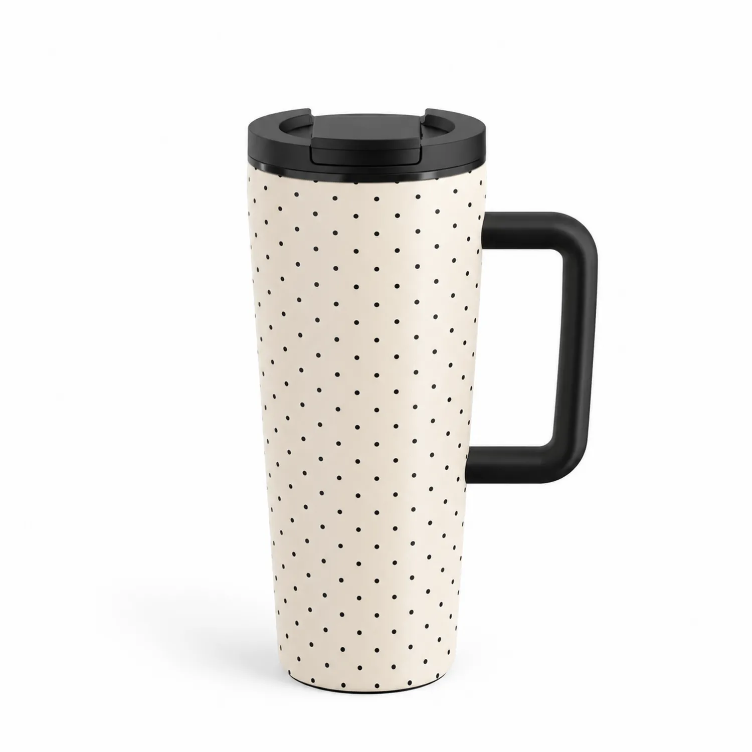 Thermo-Tasse mit Griff und Punktmuster 400ml Creme/Schwarz-Qiralume