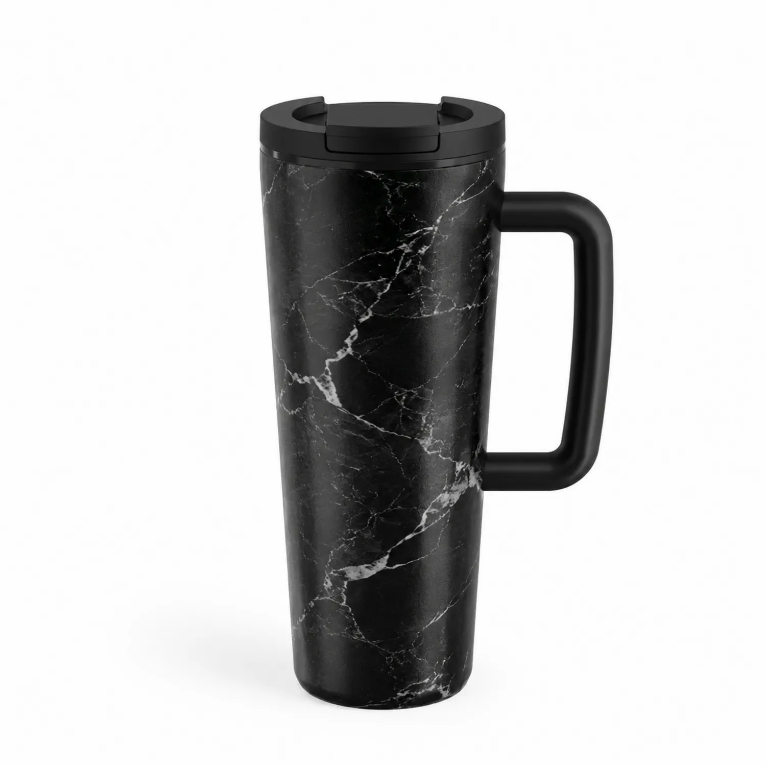 Schwarz Marmoroptik Thermobecher mit Griff 400 ml-Qiralume
