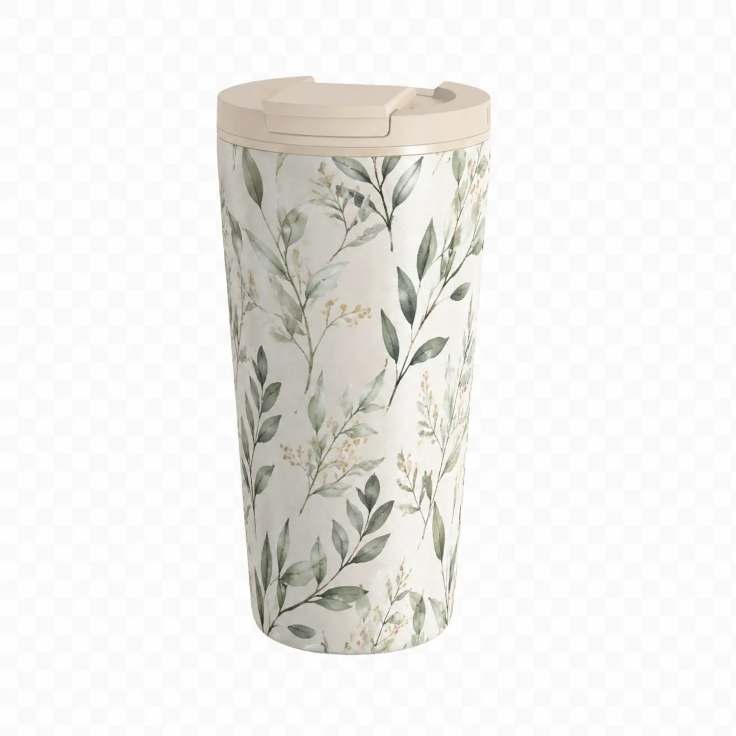 Thermobecher mit Pflanzenmuster 500ml Beige-Qiralume