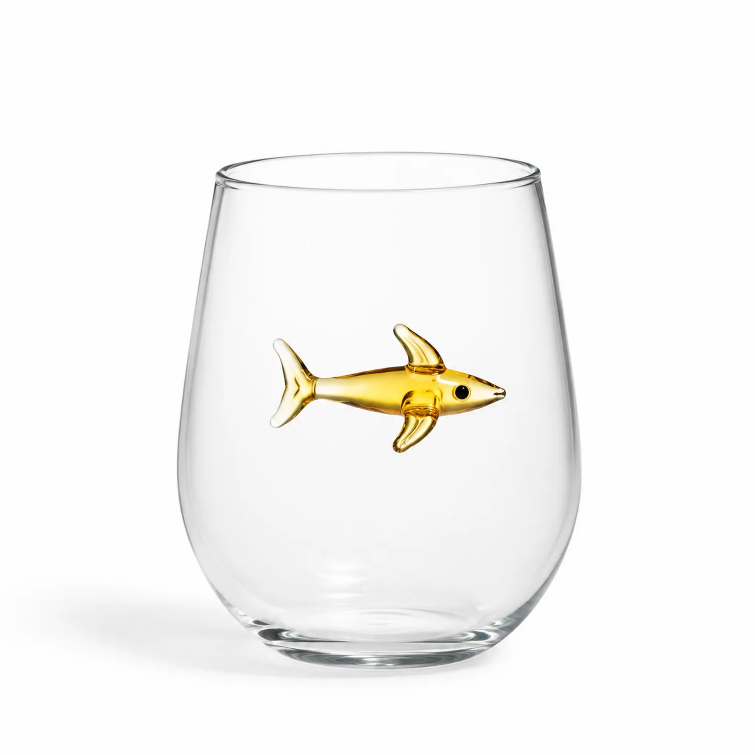 Weinglas mit goldenem Hai-Design, 350ml-Qiralume