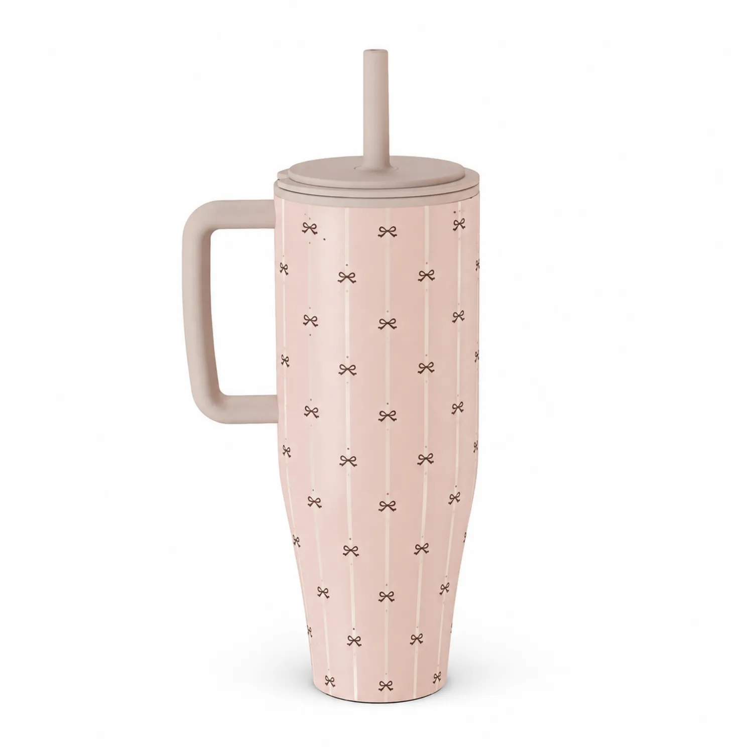 Thermobecher mit Henkel und Strohhalm 500ml Rosa-Qiralume